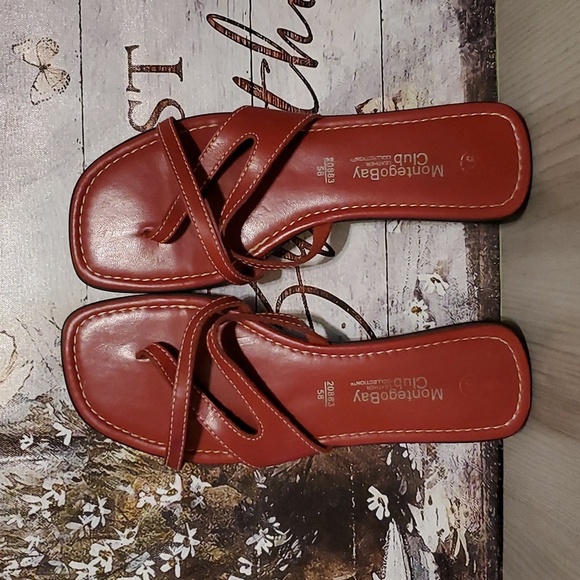 MontegoBay Club Leather Collection Red Sandals 9.5 Pre-owned (WS30) - Picture 4 of 11